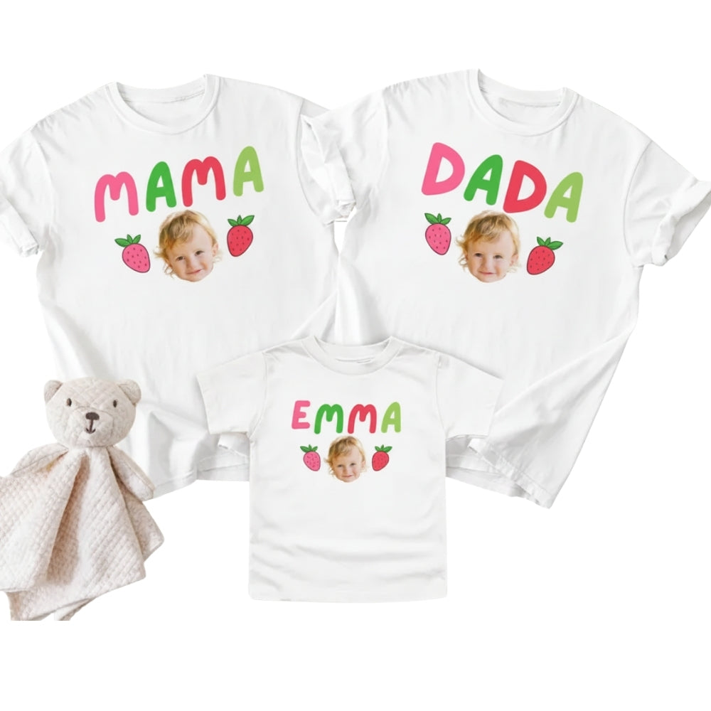 Personalized Photo Berry First Birthday Matching Family T Shirts, Custom Strawberry 1st Birthday Family Shirts ET0352