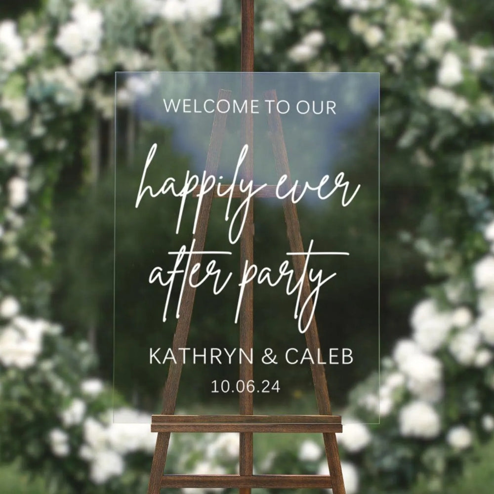 Personalized Welcome To Our Happily Ever After Party Sign, Custom Minimalist Wedding Welcome Sign WD0097