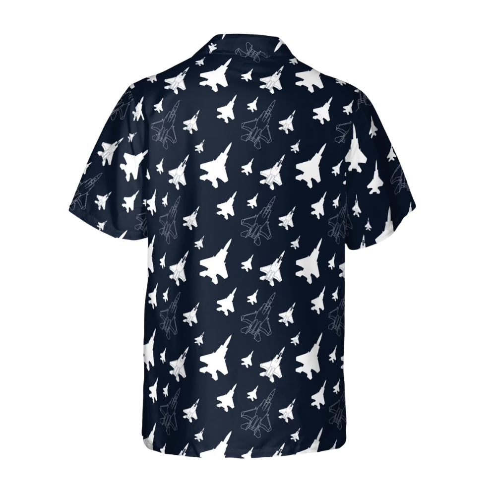 F-15 Fighter Jet Air Force Men's Hawaiian Shirt, Military Aircraft Hawaiian Shirt For Pilot HE0372