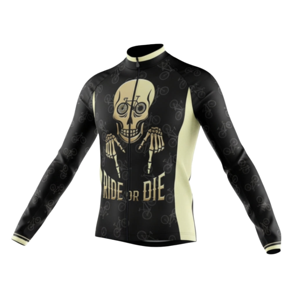 Ride Or Die Skull Cycling Long Sleeve Mens Jersey, Skull Cycling Jersey CG0729