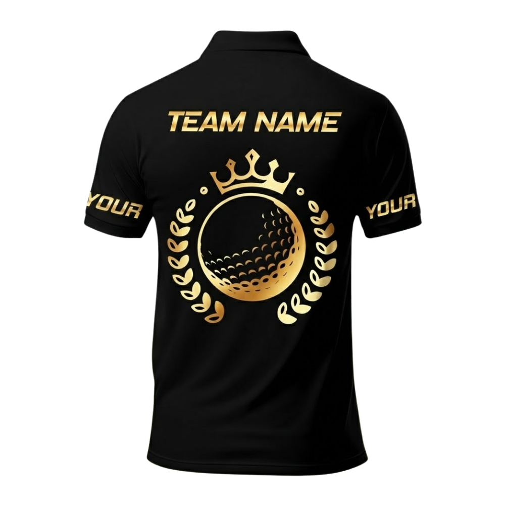 Tuxedo Mens Black And Gold Golf Polo Shirt, Tuxedo Golf Shirt GE0574