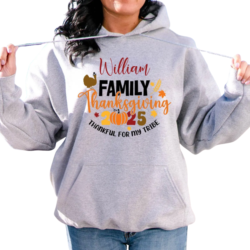 Personalized Family Thanksgiving Thankful For My Tribe Sweatshirt, Custom Matching Thanksgiving Family Sweatshirts ET1288