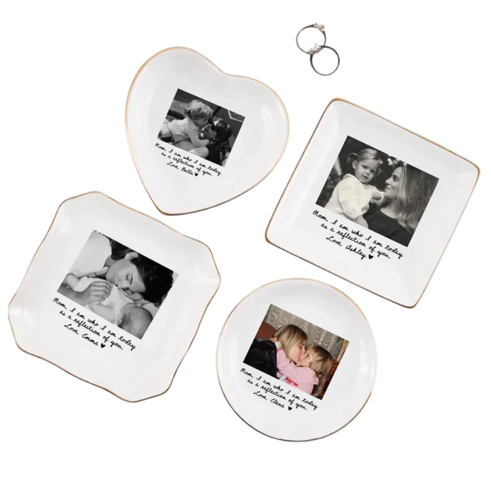 Custom Photo Mother of The Bride Jewelry Dish, Personalized Photo Jewelry Dish for Mom on Wedding Day WD0078