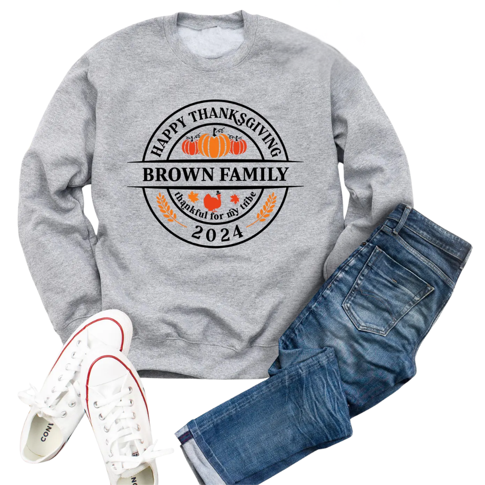 Happy Thanksgiving Personalized Family Matching Sweatshirt, Custom Thanksgiving Family Sweatshirts ET1384
