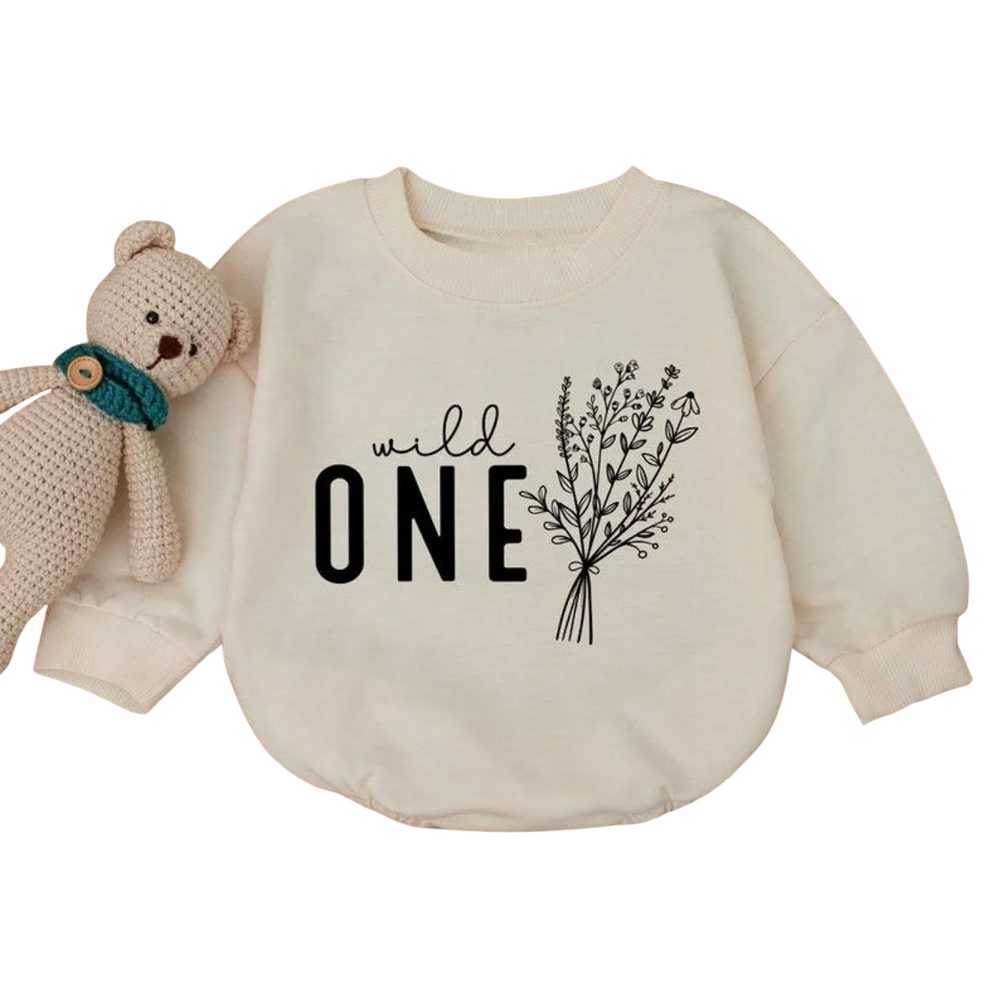 Wild One Birthday Baby Romper Sweatshirt, 1st Birthday Baby Romper Sweatshirt BB0036