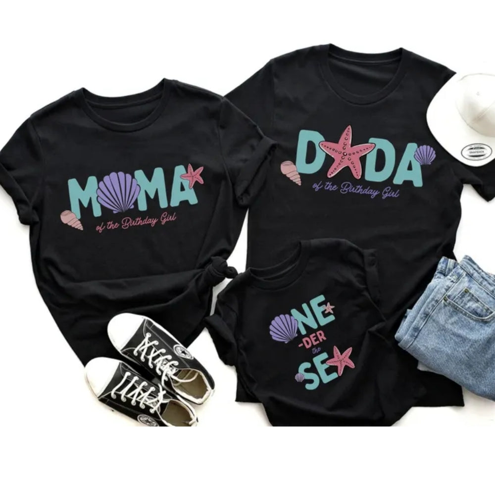 Oneder The Sea First Birthday Girl Matching Family T-Shirts, Sea 1st Birthday Family Matching Shirts ET0365