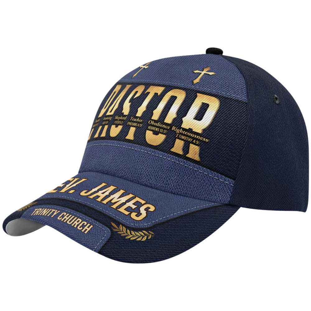 Personalized Pastor Baseball 3D Printed Cap, Custom Pastor Hats With Church Name CP0583