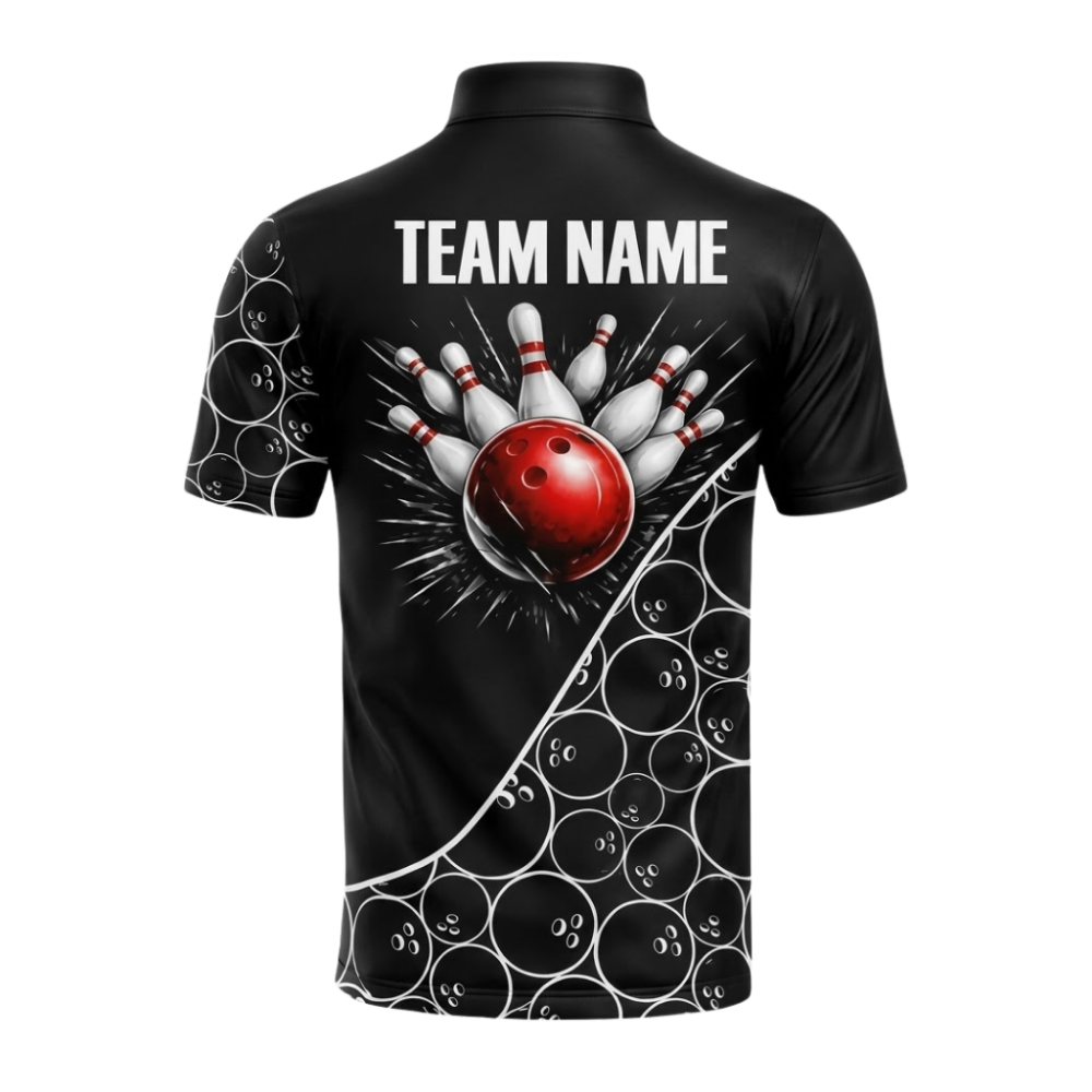 Custom Team Black Bowling Jersey For Men, Custom Team Bowling Shirt BZ1084
