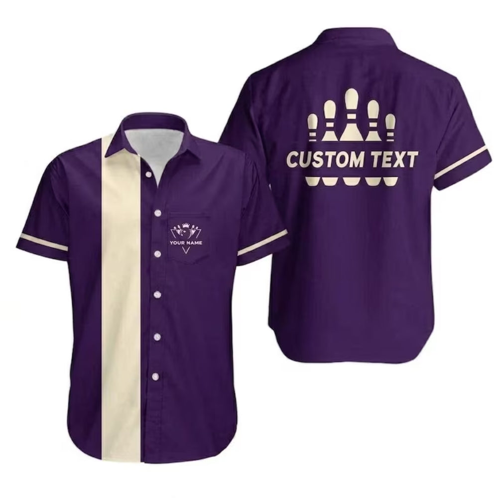Custom Retro Red Hawaiian Bowling Shirt For Men, Custom Retro Bowling Shirts With Name And Text BE0181
