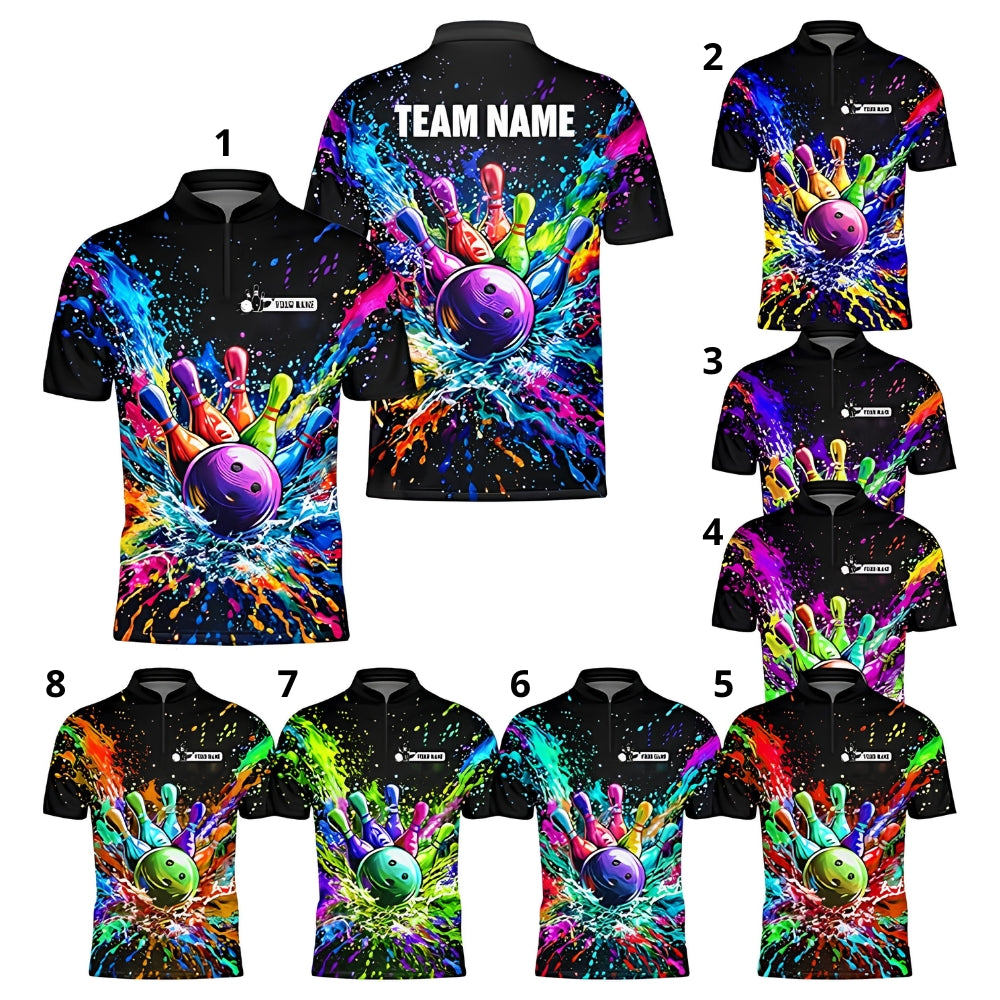 Custom Men's Colorful Bowling Jersey, Custom Team Bowling Shirts BZ0384