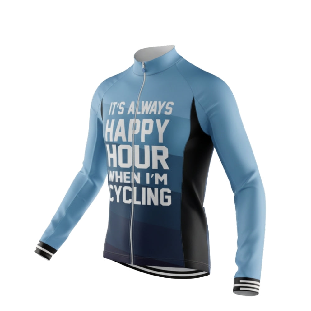 It's Always Happy Hour Hour When I'm Cycling Cycling Long Sleeve Jersey For Men, Funny Cycling Jerseys CG0730