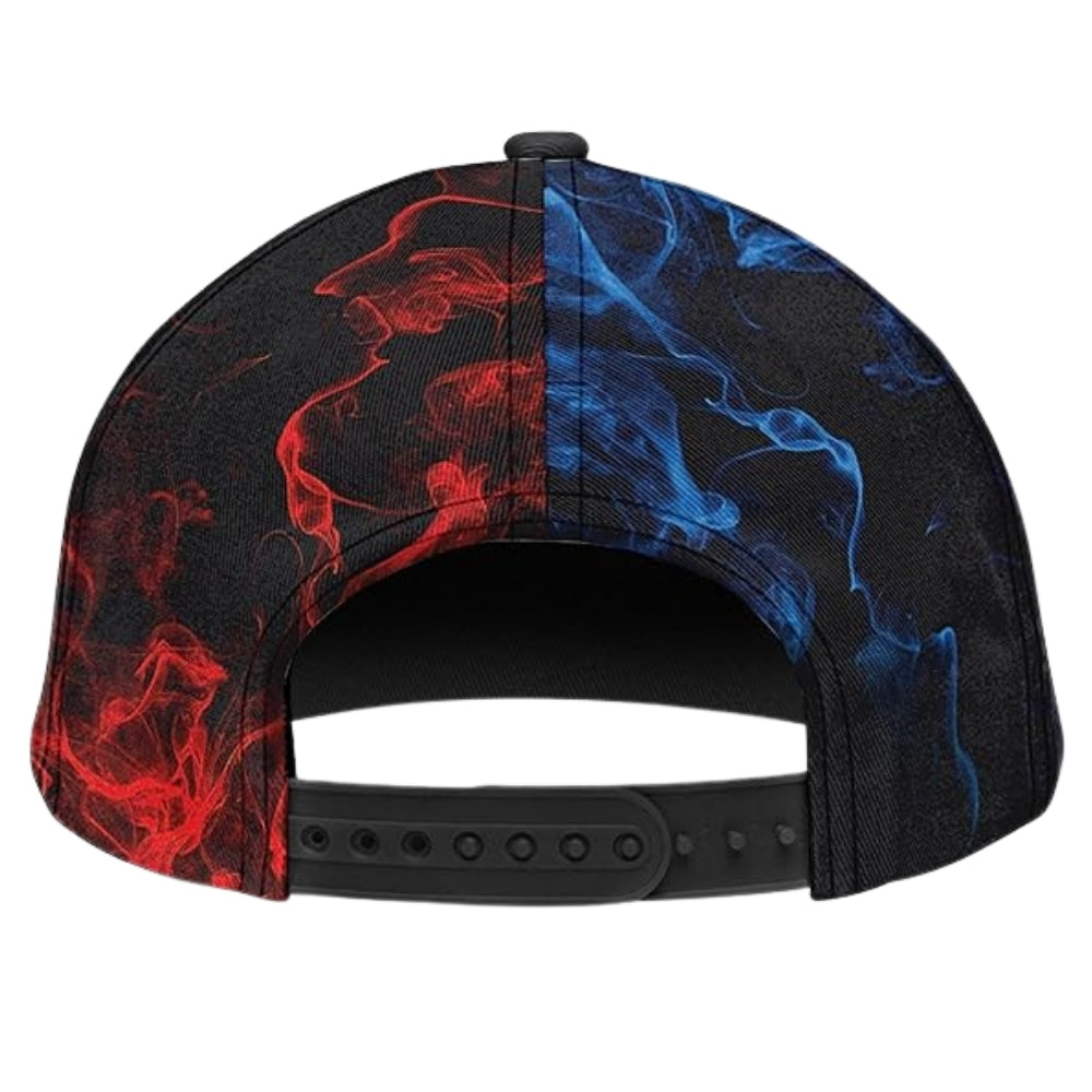 Jesus Is My Savior Red And Blue Flame Cross Baseball Cap, Jesus Christian Caps Hats CP0189