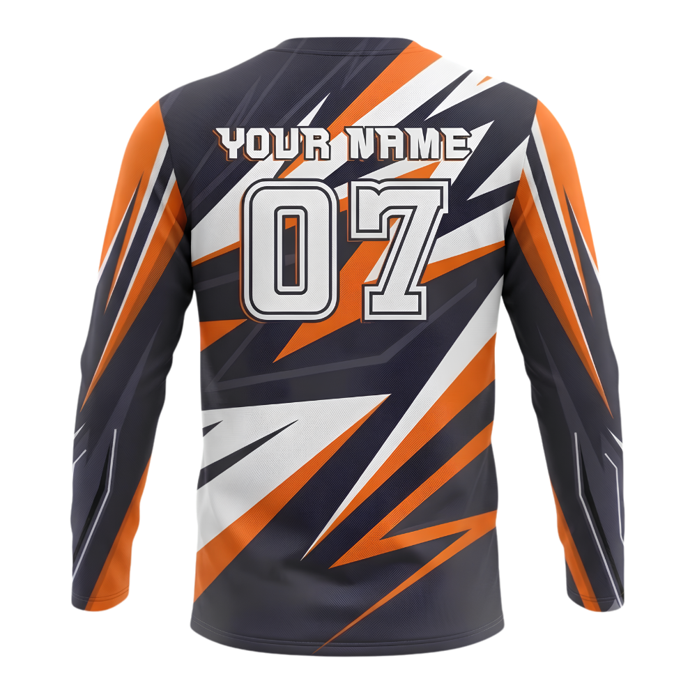 Custom Orange Rider Motocross Long Sleeve Jersey Mens, Custom Racing Dirt Bike Shirts MZ0149