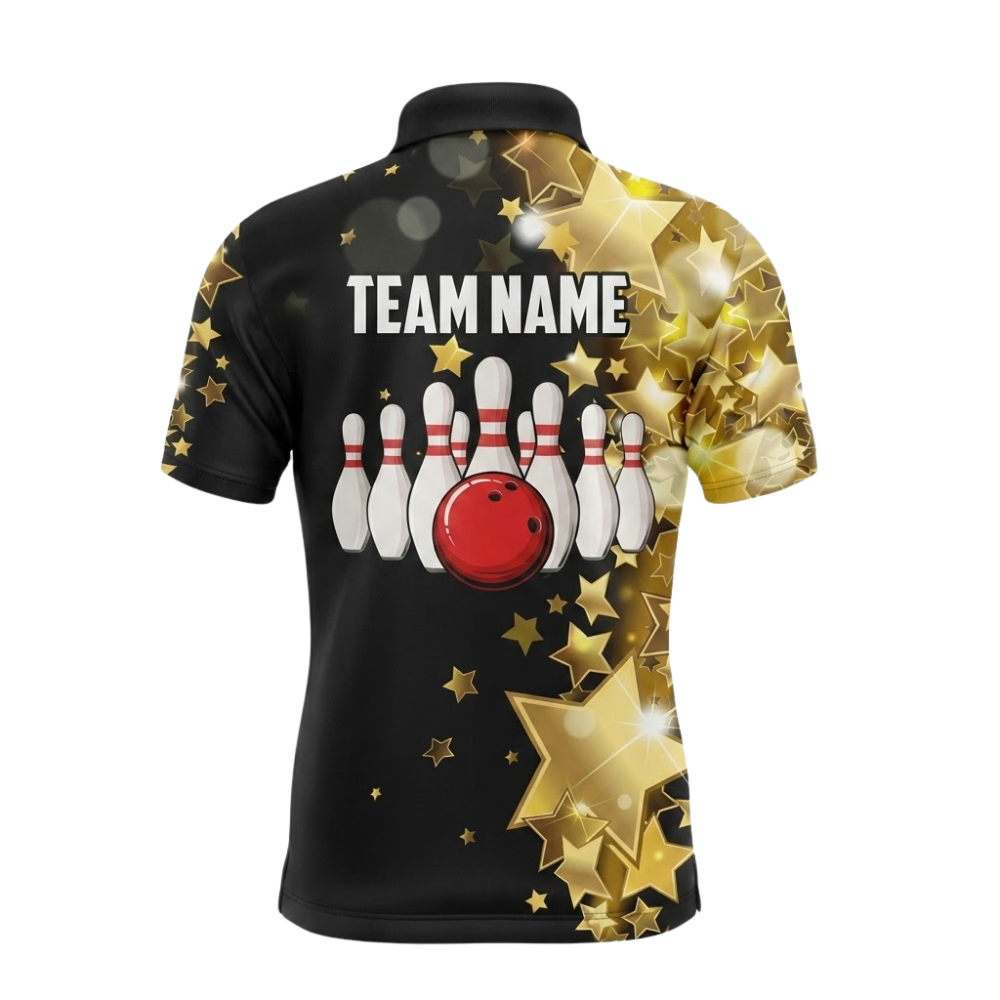 Custom Star Pattern Bowling Mens Polo Shirt, Custom Team Bowling Shirts BZ0842