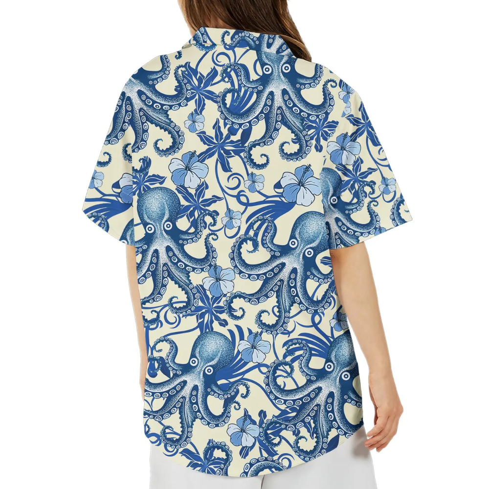Octopus Floral Hawaiian Shirt Women Men, Octopus Hawaiian Shirts HE0686