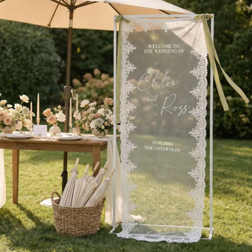 Personalized Welcome Lace Wedding Banner, Custom Wedding Welcome Banner WD0229