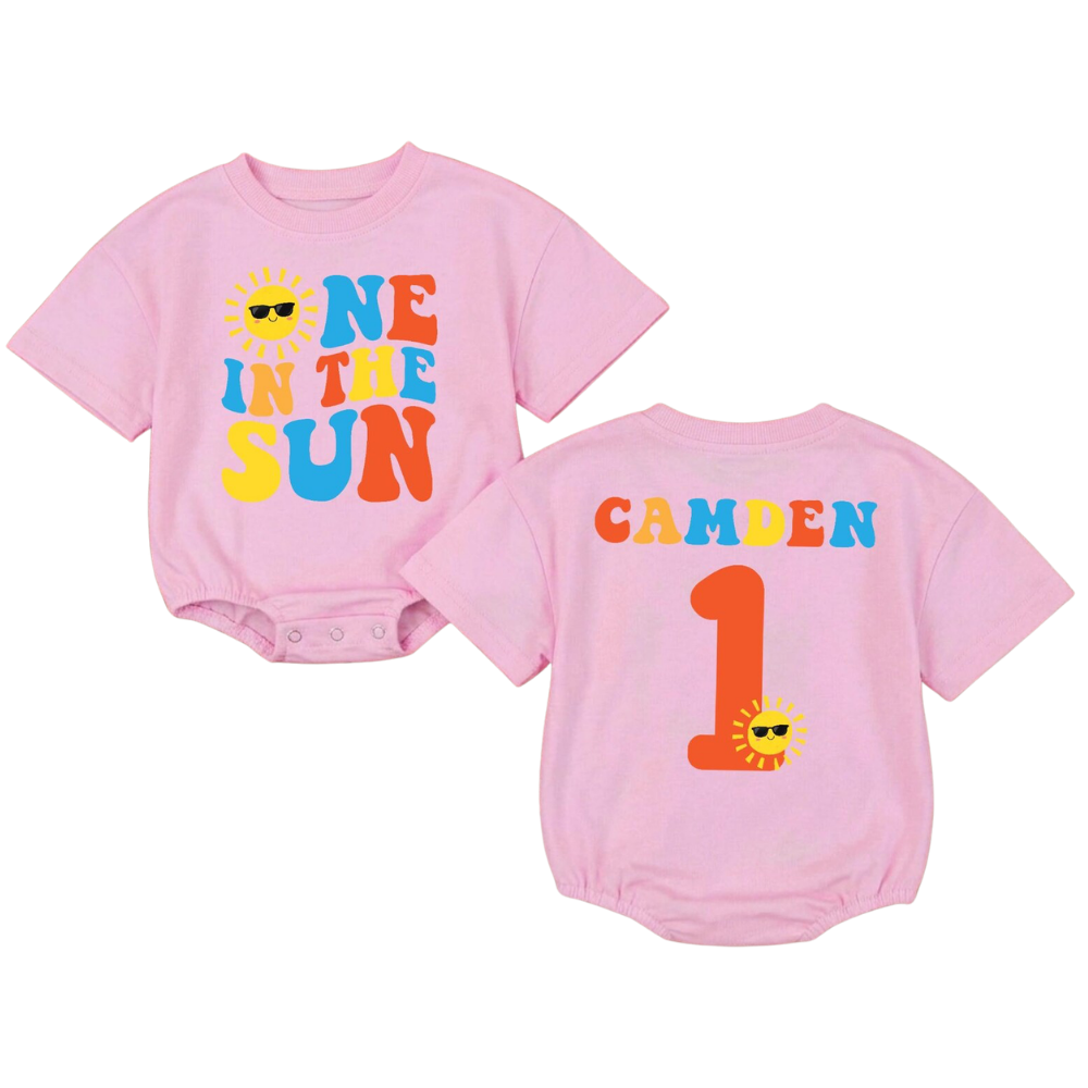 One In The Sun Custom Baby's First Birthday T Shirt Romper, Custom 1st Birthday Baby Sunshine Romper BB0193