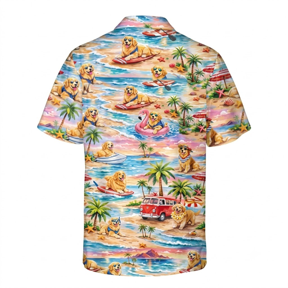 Golden Retriever Beach Tropical Hawaiian Shirt, Golden Retriever Hawaiian Shirt For Dog Lover HE0745