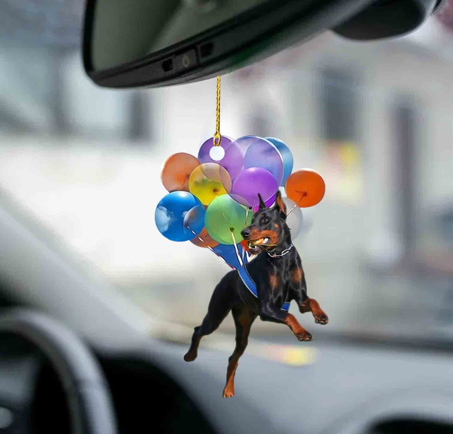 Doberman Pinscher Fly With Bubbles Dog Hanging Ornament Auto Ornament Lasfour OO0860