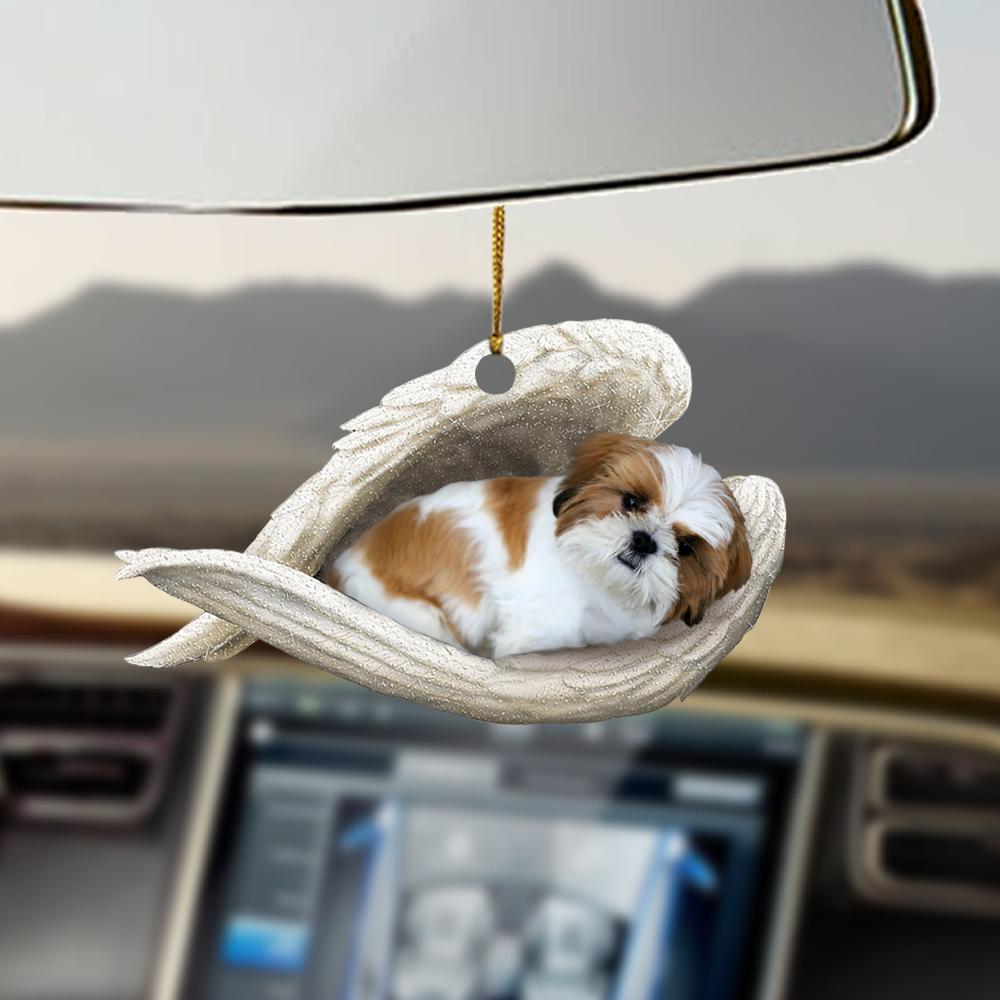 Gold white shih tzu sleeping angel shih tzu lover dog lover ornament cus tjl OO0363
