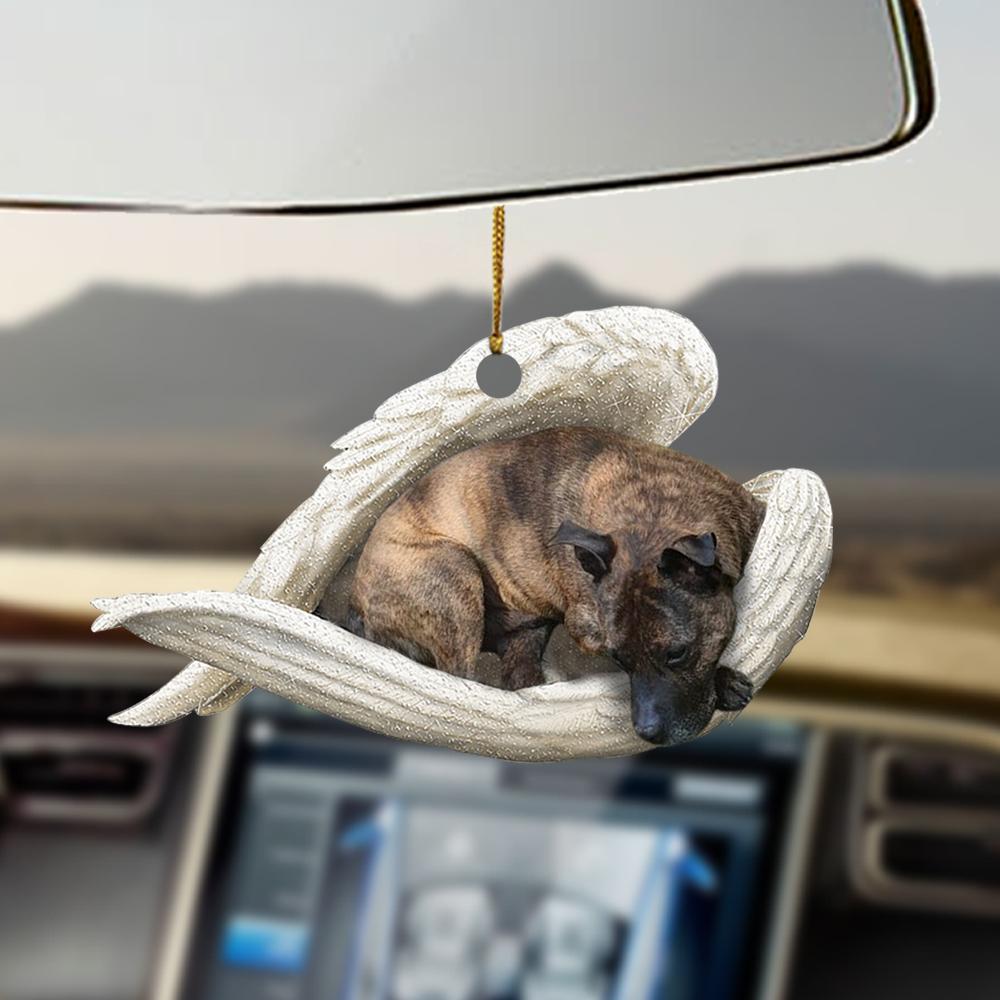Brindle Staffy sleeping angel brindle Staffy lovers ornament cus OO0351