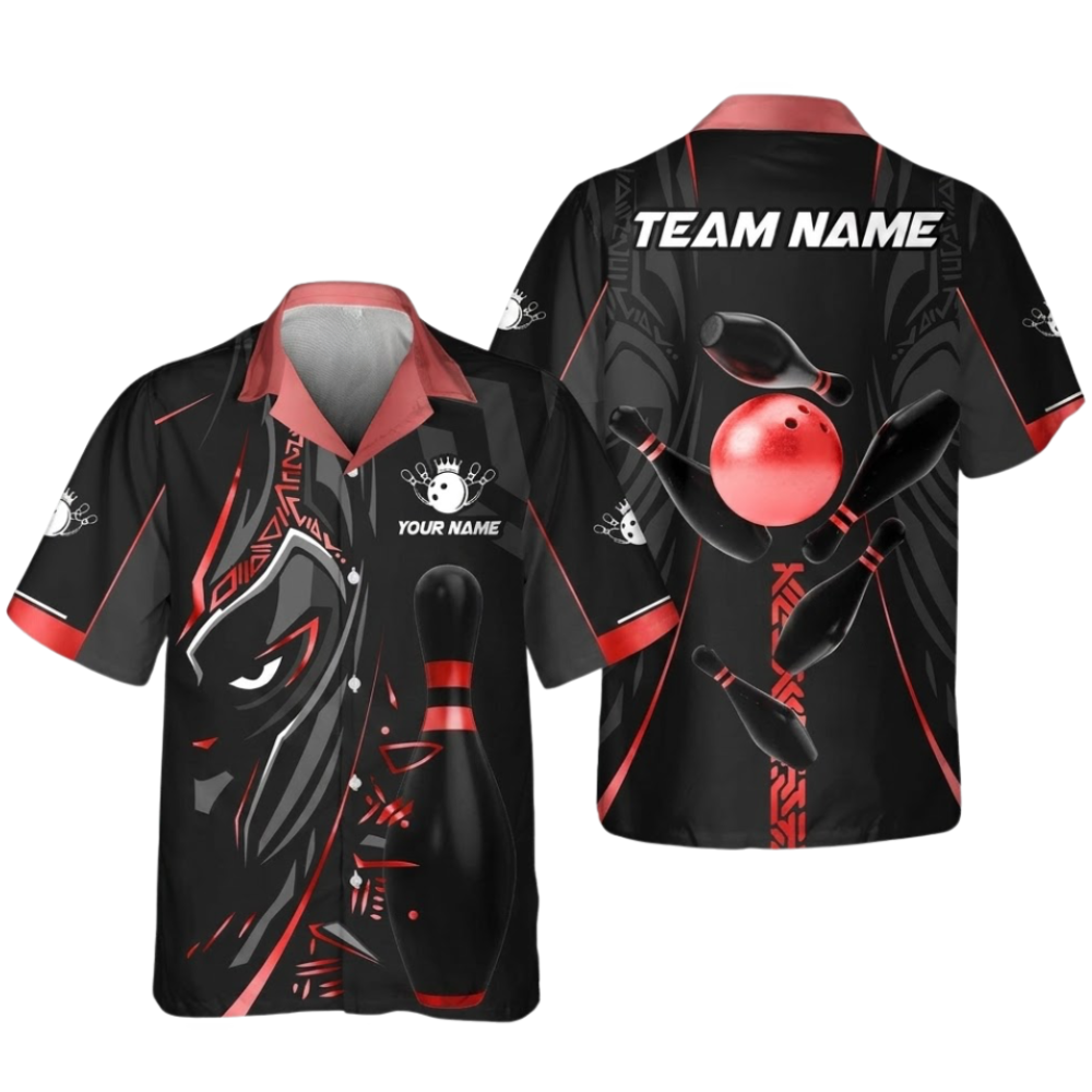 Custom Maori Tribal Black Golden Bowling Hawaiian Shirt, Custom Tribal Bowling Team Shirts Mens BZ0585