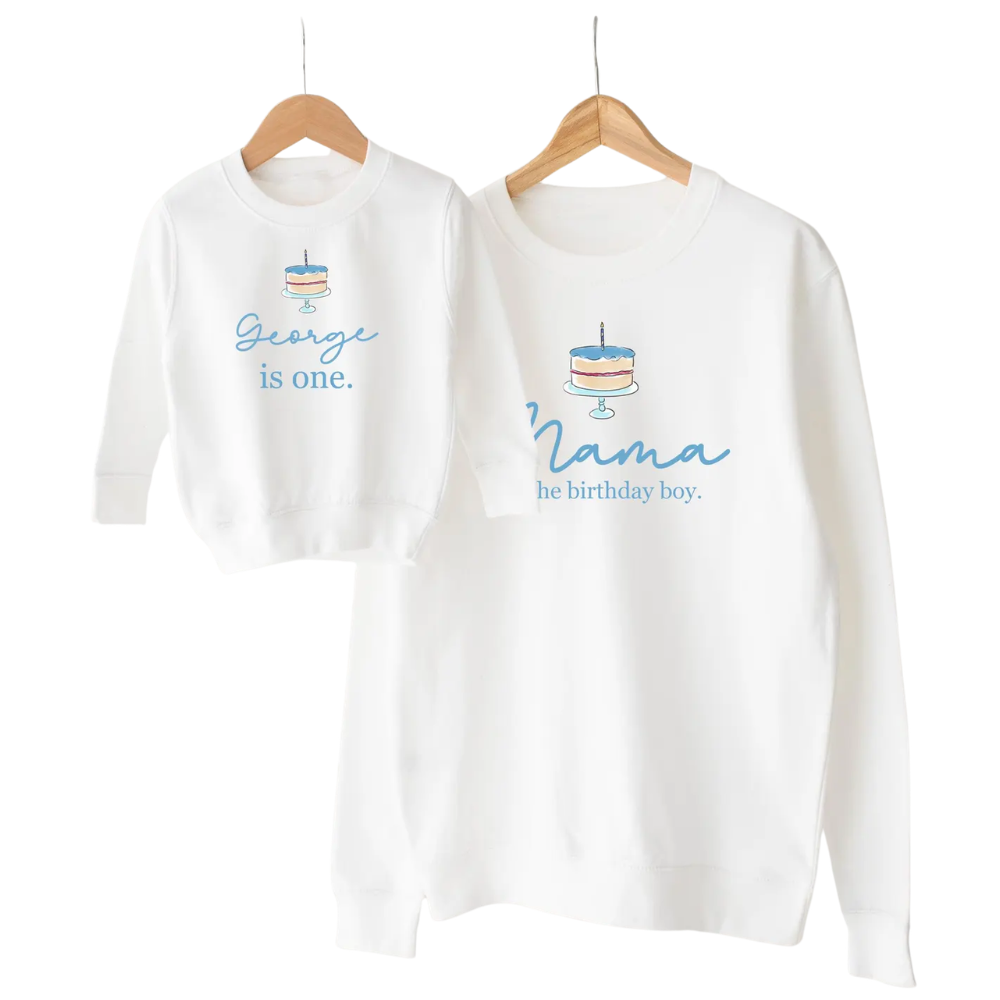 Mama To The Birthday Boy Custom 1st Birthday Sweatshirt For Mommy And Son, Custom First Birthday Family Sweatshirts ET1448