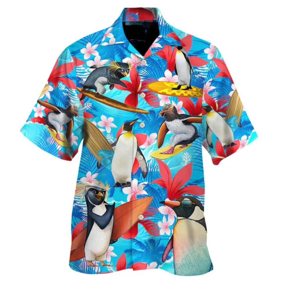 Tropical Penguin Hawaiian Shirt Men Women, Penguin Lover Hawaiian Shirts HE0415