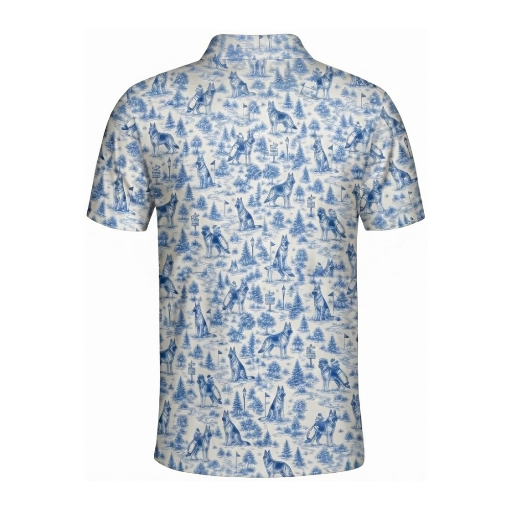 German Shepherd Toile De Jouy Golf Polo Shirt For Men, German Shepherd Golf Shirt GZ0392
