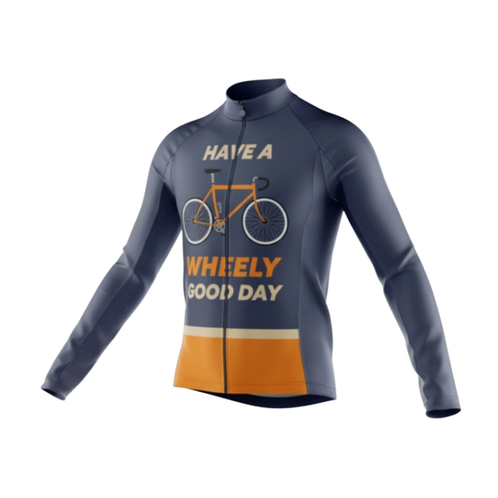 Have A Wheely Good Day Men's Cycling Long Sleeve Jersey, Funny Cycling Jersey For Men CG0731