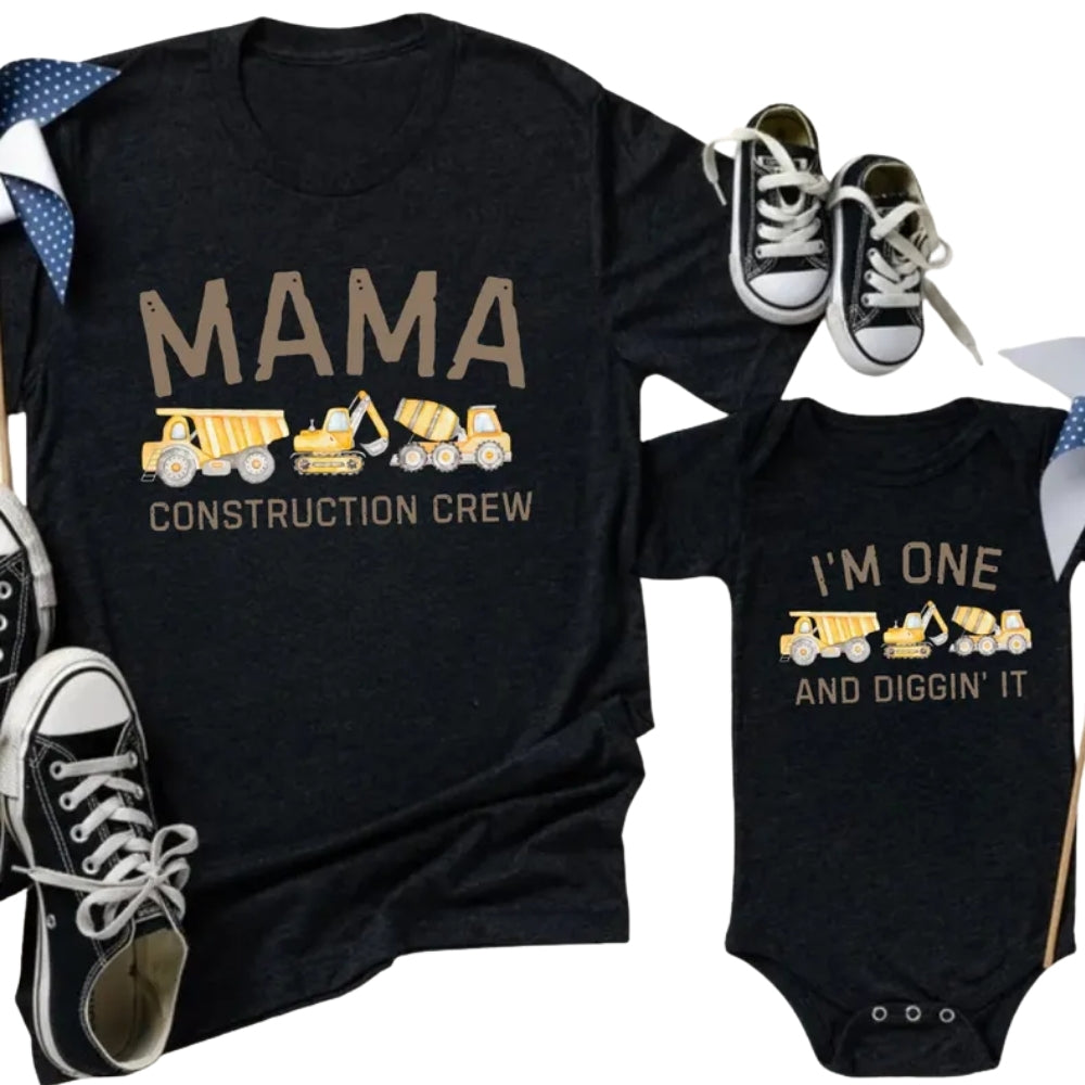 Construction Crew Custom 1st Birthday Matching Family T Shirts, Custom First Birthday Shirts For Family ET0230
