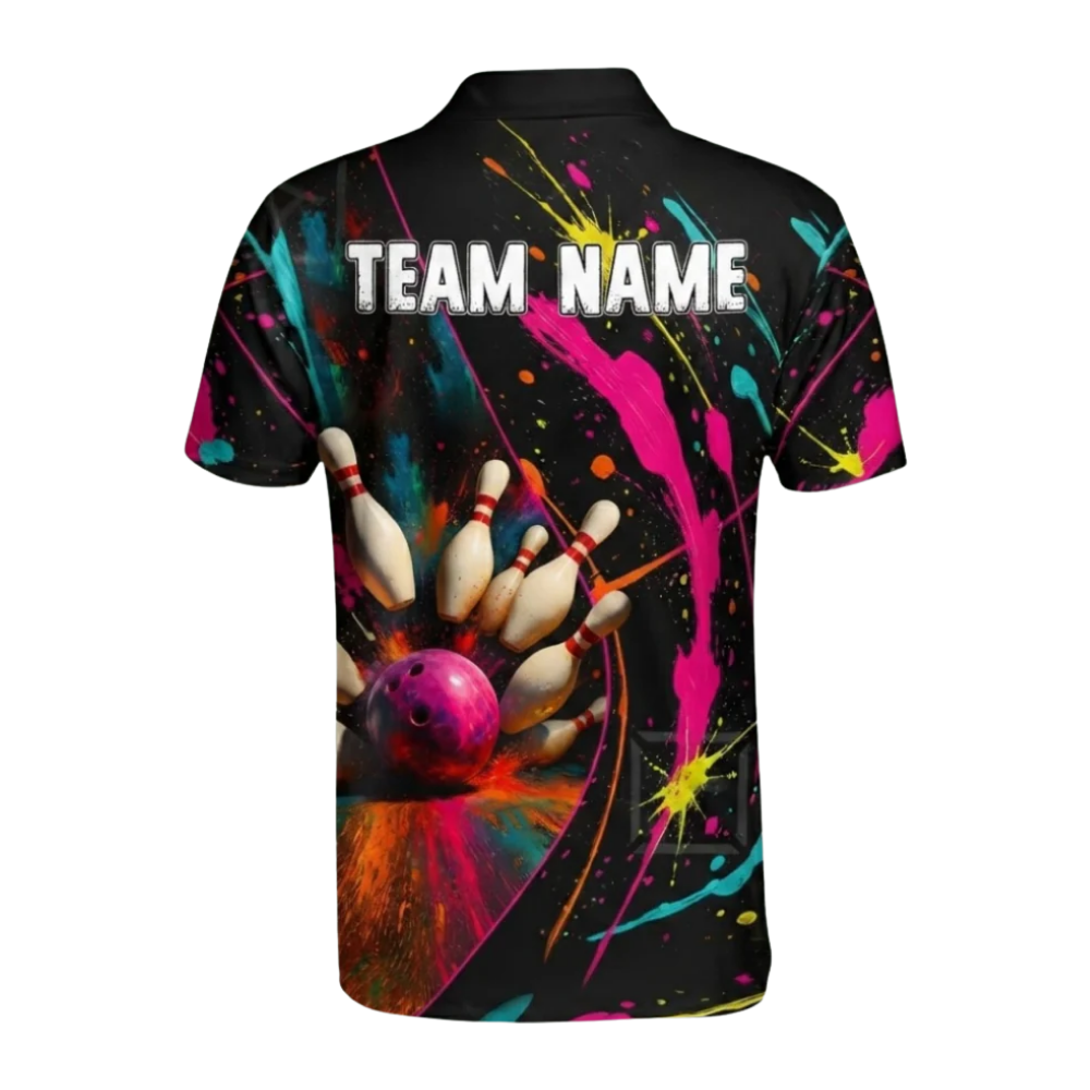 Custom Mens Colorful Bowling Polo Shirt For Mens, Custom Team Bowling Shirt Multicolor BZ0579