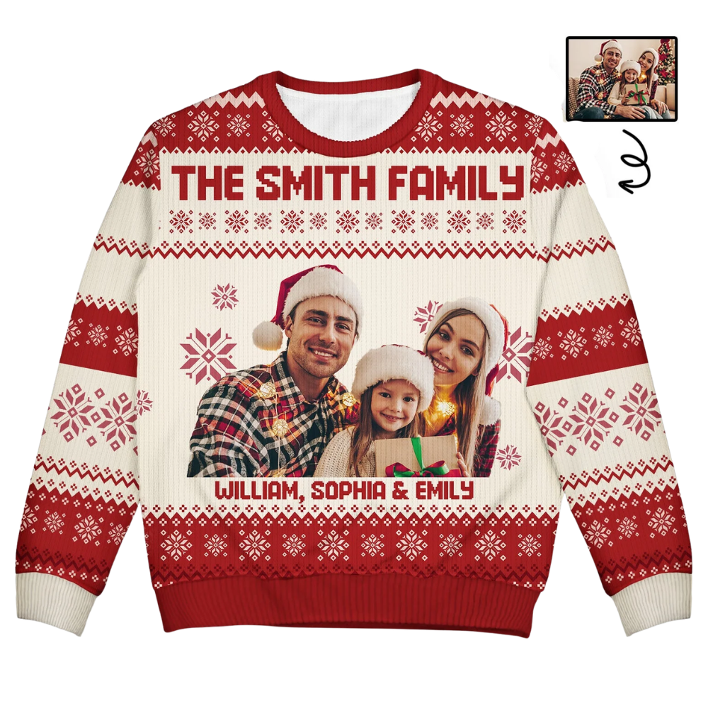 Custom Photo Family Ugly Christmas Sweatshirt 3D Printed, Custom Family Ugly Sweater Christmas 2D1215