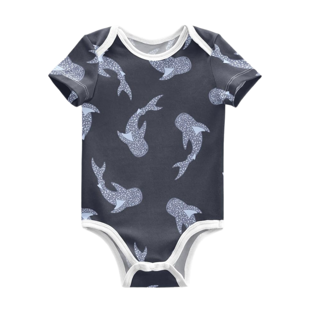 Whale Ocean Baby Short Sleeve Bodusuit, Whale Lover Bodysuit For Baby BB0741