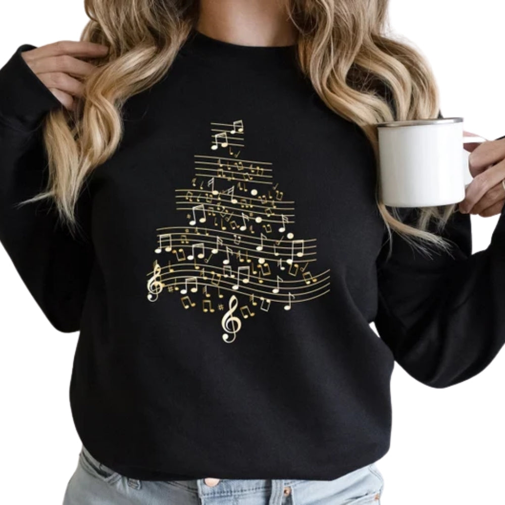 Christmas Tree Music Sweatshirt, Music Lover Christmas Sweatshirt 2D0741