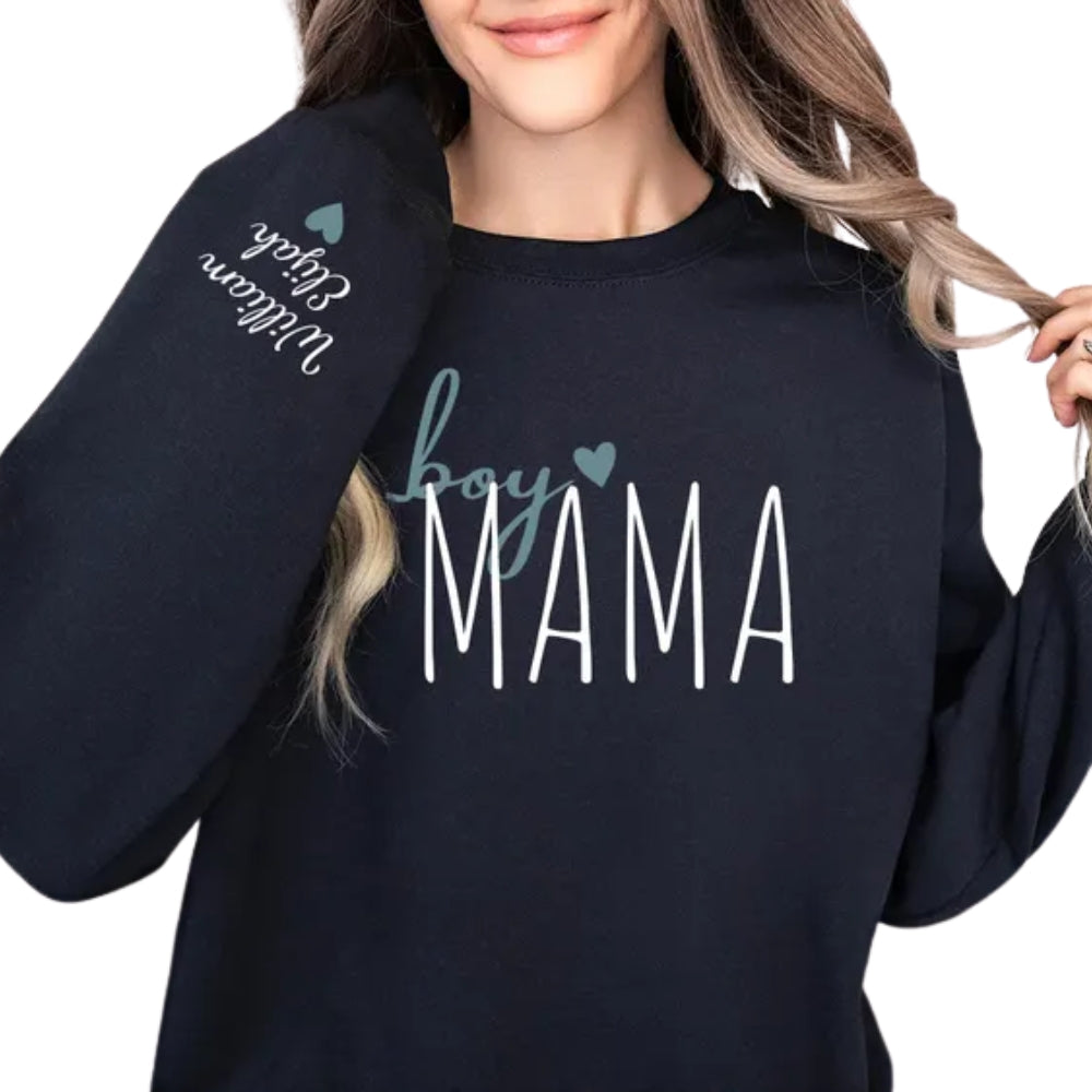 Custom Boy Mama Sweatshirt With Kid Names, Custom Mama Sweatshirt 2D0519