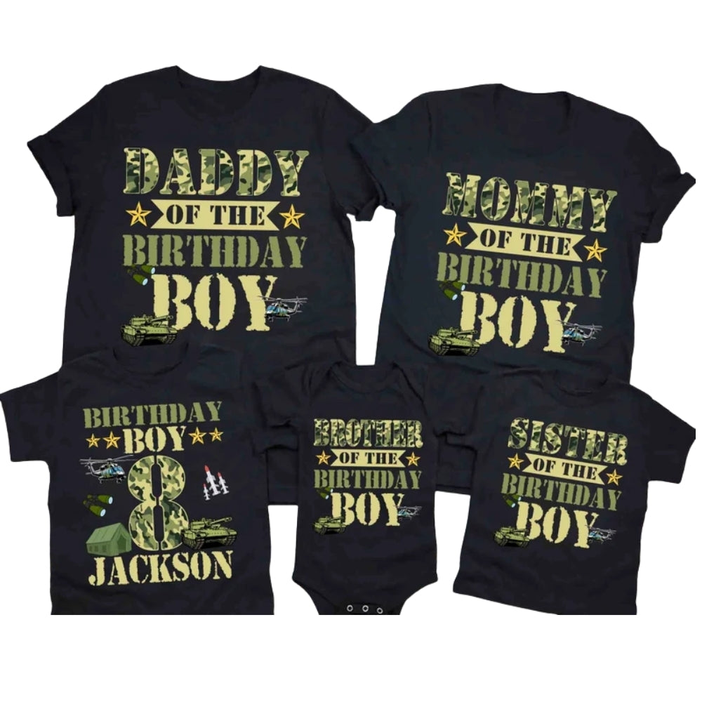 Custom Camo Birthday Matching Family T Shirts, Custom Matching Army Birthday Shirts For Family ET0515