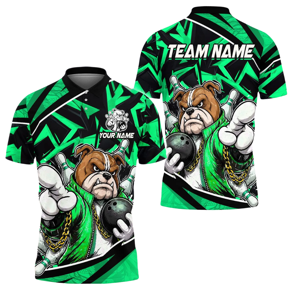 Custom Bulldog Bowling Polo Shirt For Men, Custom BullDog Team Bowling Shirt BE0217