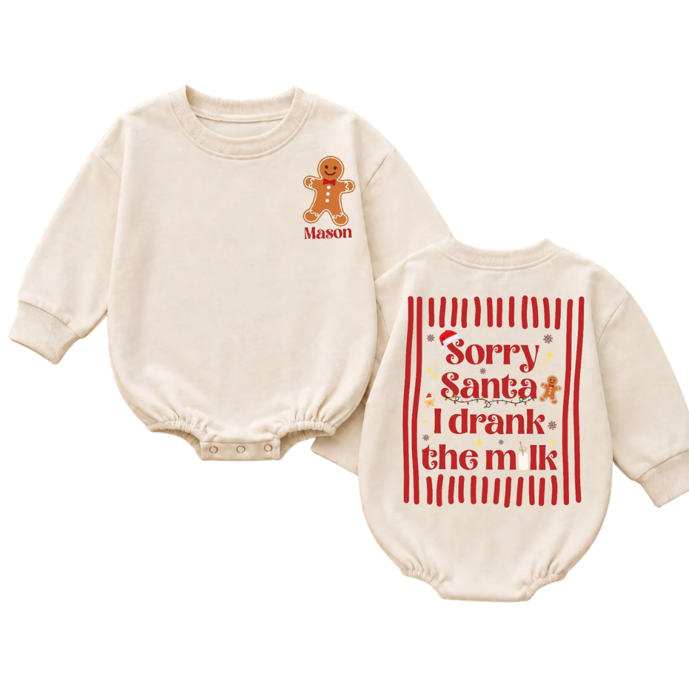 Sorry Santa I Drank The Milk Custom Baby Romper Sweatshirt, Custom Funny Christmas Romper Sweatshirt Baby BB0864
