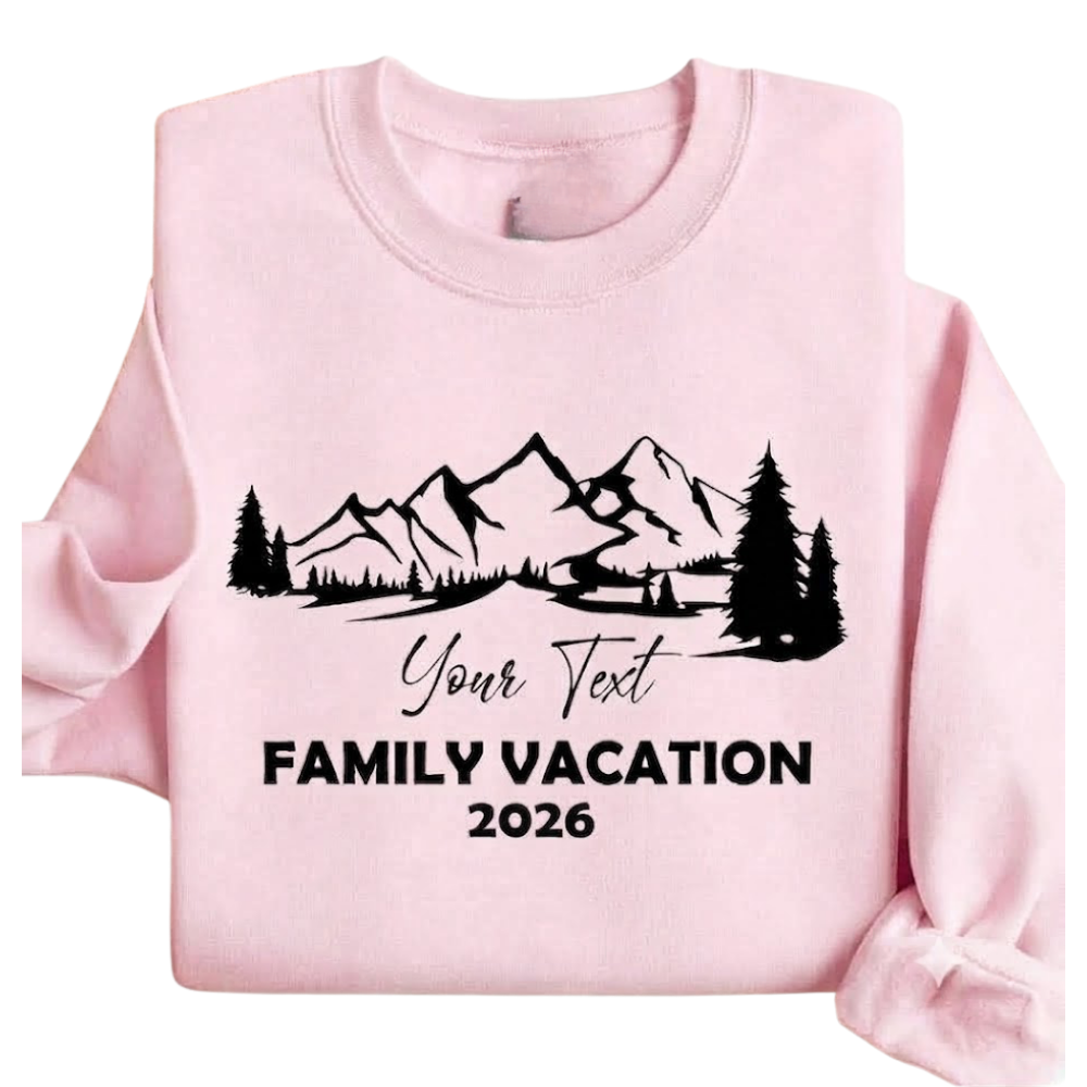 Personalized Mountain Family Vacation Matching Sweatshirt, Custom Camping Trip Sweatshirt For Family ET1550