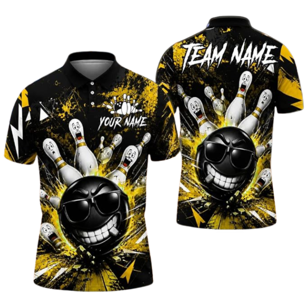 Custom Funny Ball Bowling Polo Shirt For Men, Custom Funny Bowling Team Shirt BZ0919