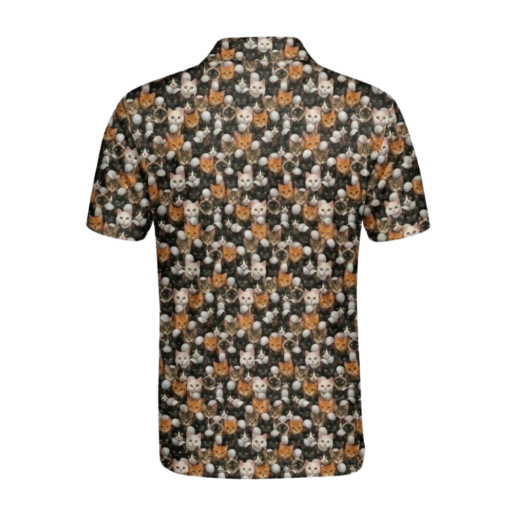 Cat Pattern Golf Mens Polo Shirt, Cat Golf Shirt GZ0365