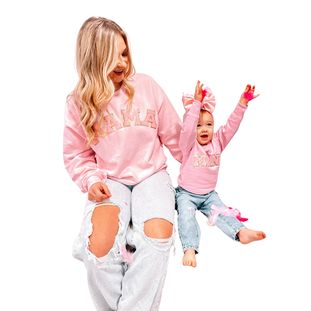 Mama And Mini Pink Matching Sweatshirt, Mommy And Me Sweatshirt Matching ET1467