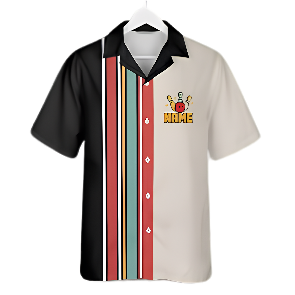 Custom Retro Bowling Hawaiian Shirt For Men, Custom Retro Bowling Team Shirts BZ0861