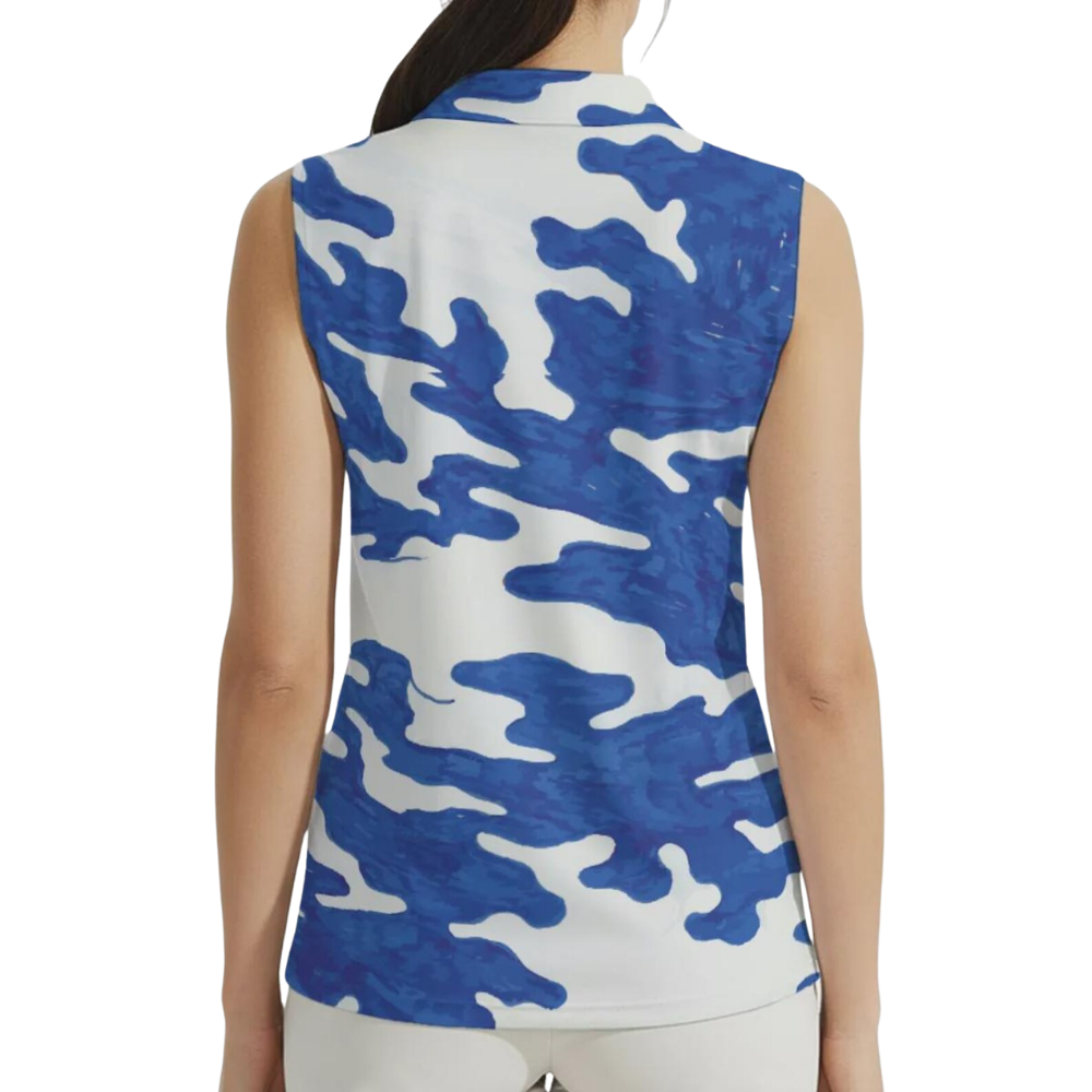 Camouflage Blue Matching Golf Shirts For His And Her, Camo Couple Golf Mathching Shirts GE0575