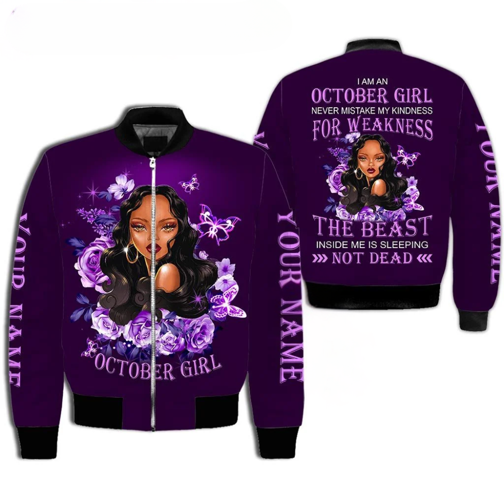 Personalized Name Birthday Outfit October Girl Not Dead Flower Purple All Over Printed Birthday Shirt TO2817