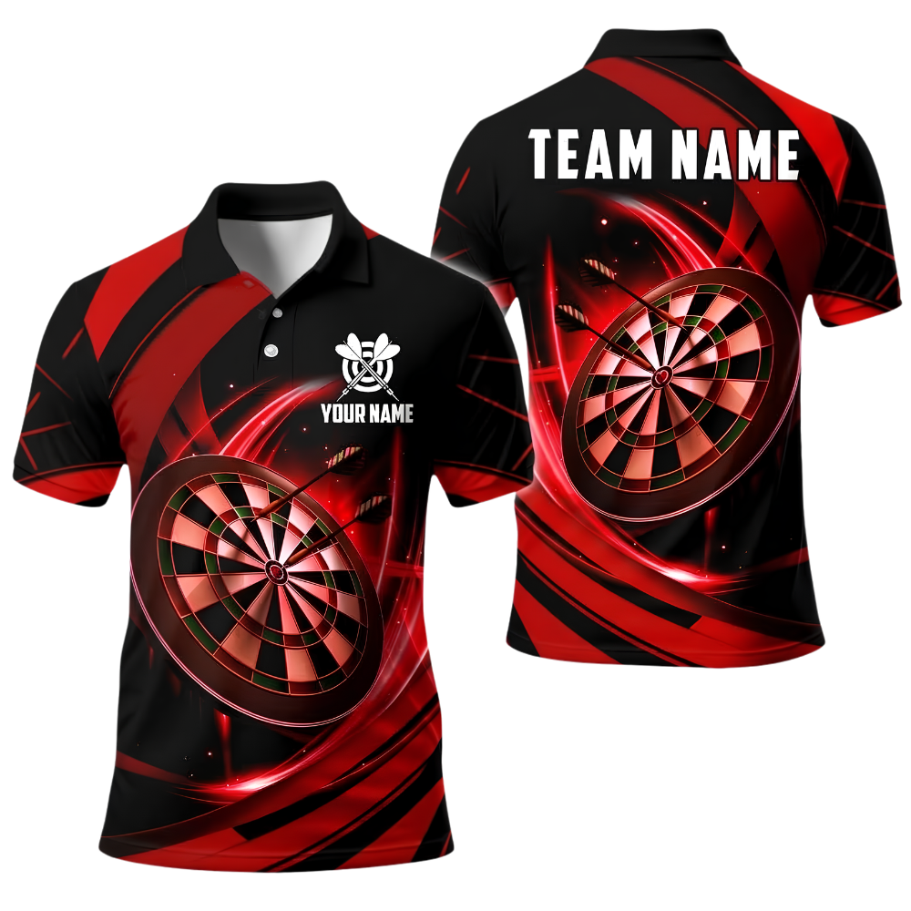 Custom Team Golden Black Darts Polo Shirt For Men, Custom Darts Team Shirt DE0121