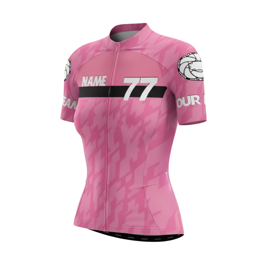 Custom Pink Women's Cycling Short Sleeve Jersey, Custom Team Cycling Jersey For Womens CZ0114
