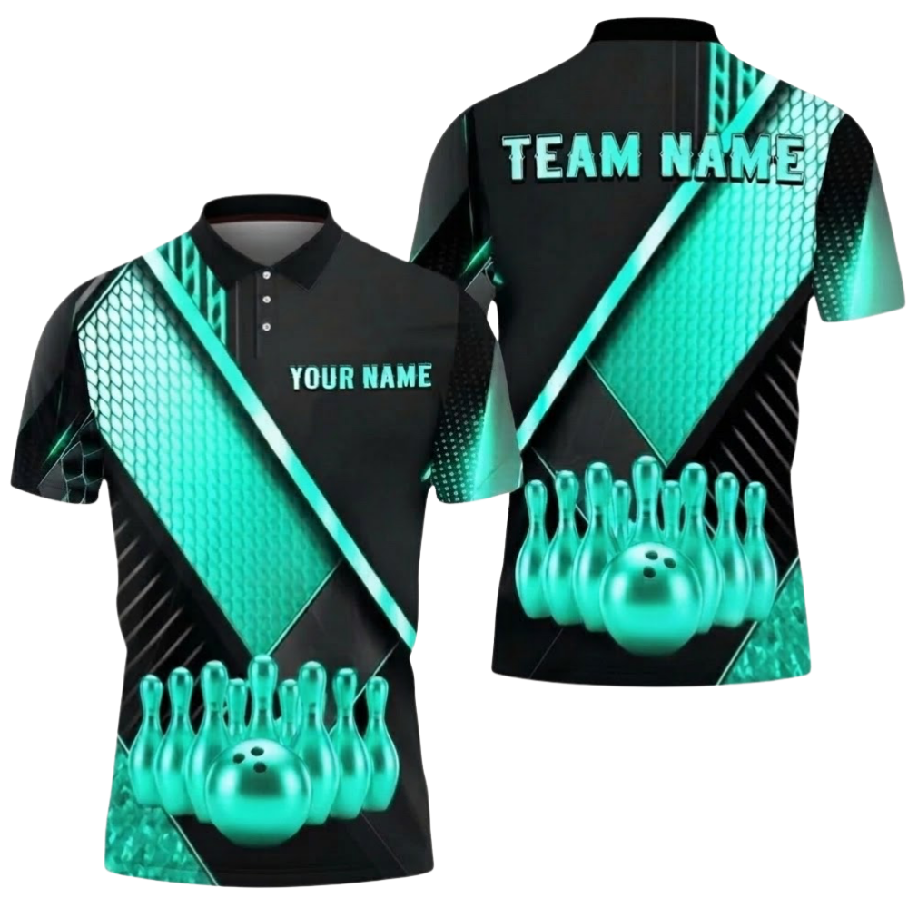 Custom Team Black And Gold Bowling Polo Shirt Men, Custom Bowling Shirts BZ0749