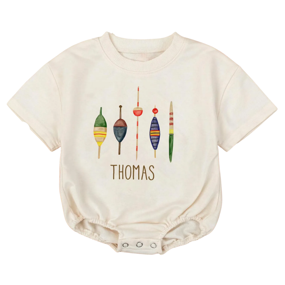 Personalized Fishing Baby Bubble T Shirt Romper for Boys, Custom Name Fishing Baby Romper BB0134